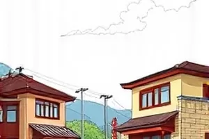 纸鸢局封面，屋顶上放飞的风筝与旧工坊